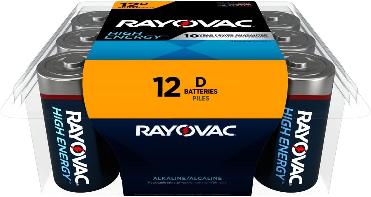 Rayovac D Batteries - Type D Alkaline Batteries Pack of 12